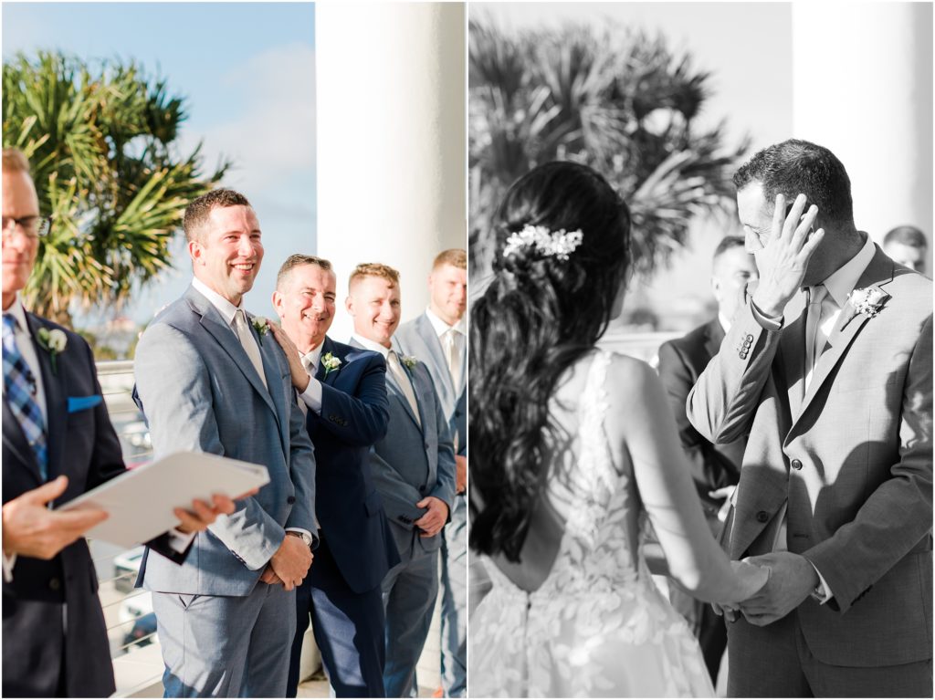 groom crying at clearwater beach wedding