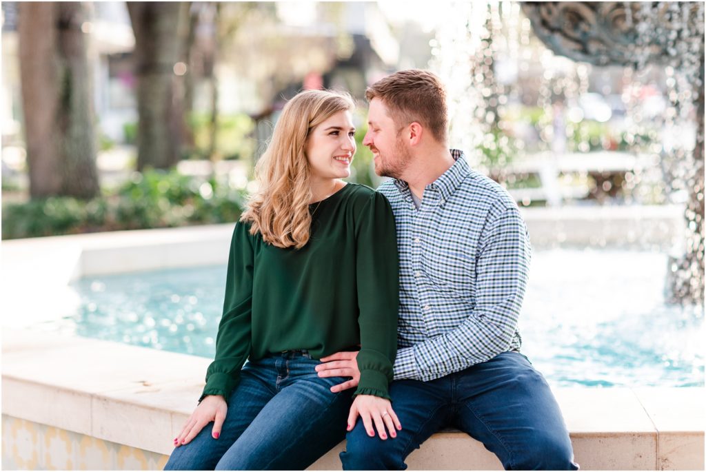 engagement photo at hyde park village fountain