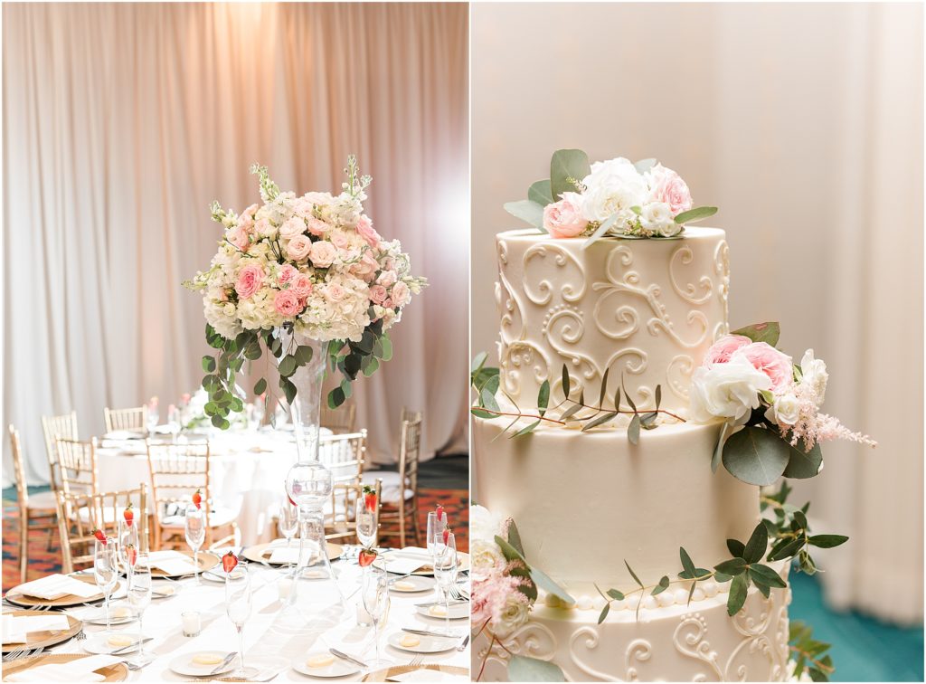 pink peony and gold plates centerpiece ideas