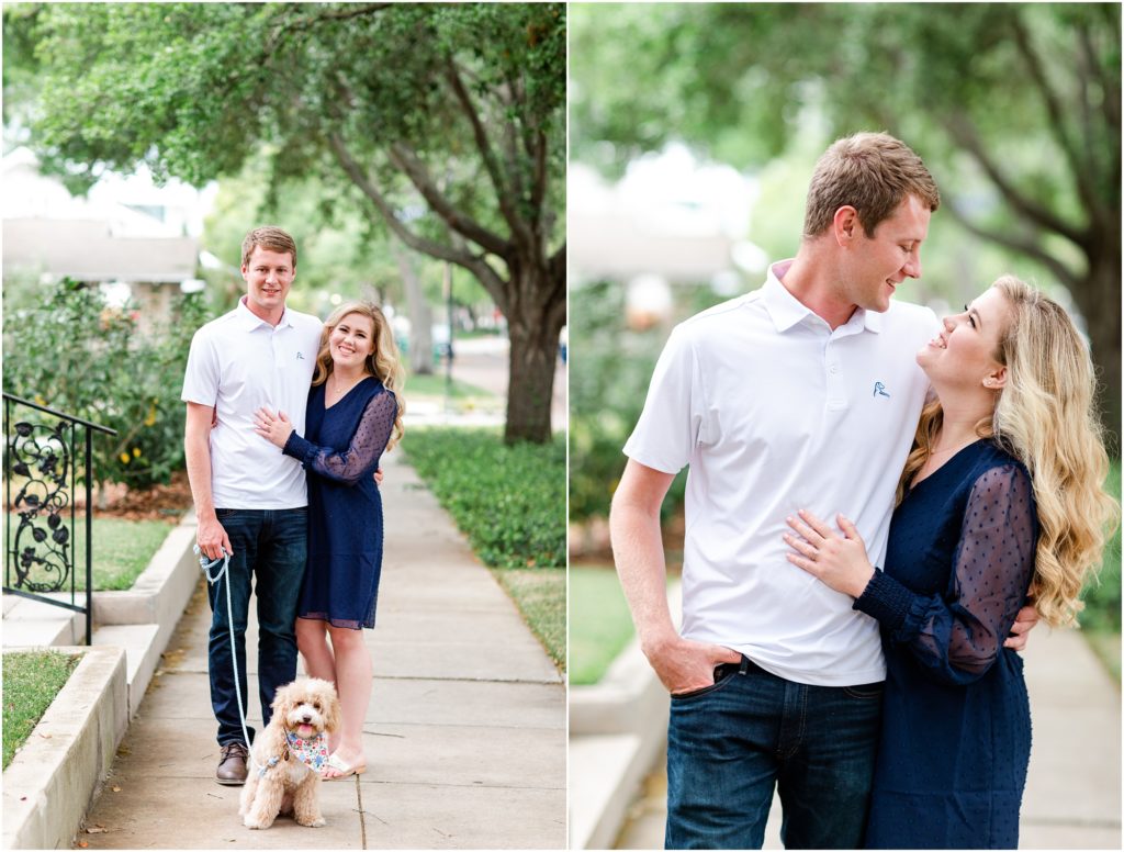 puppy engagement photo in hyde park tampa