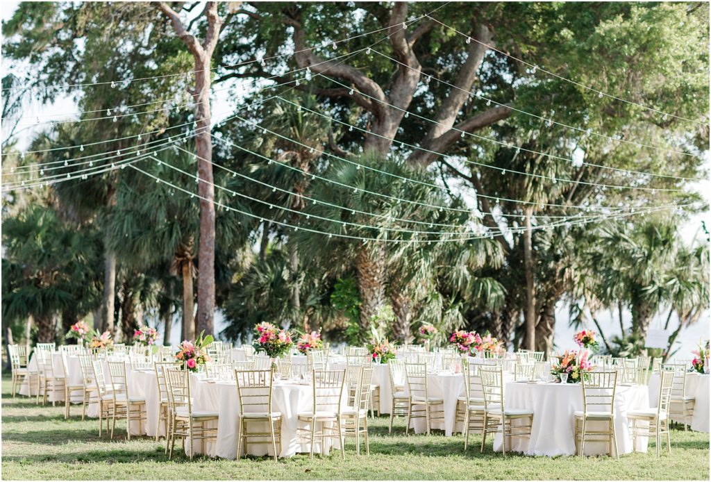 tropical wedding reception at powel crosley estate