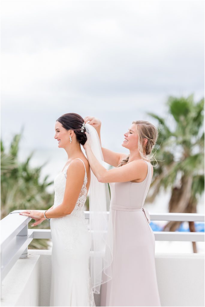 bride getting ready at clearwater beach wedding