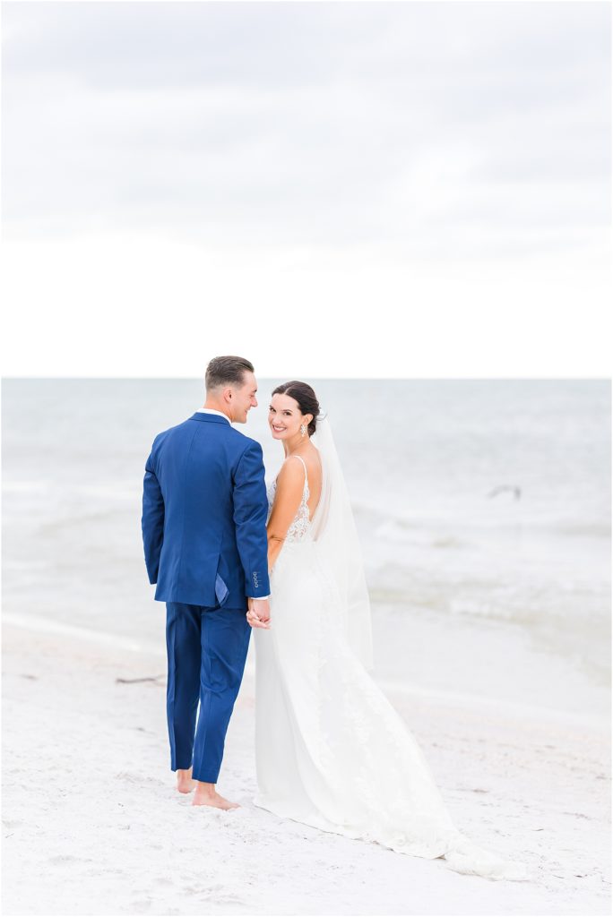 bride and groom at opal sands