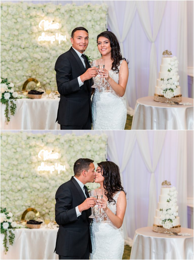couple drinking champagne at lakewood ranch wedding